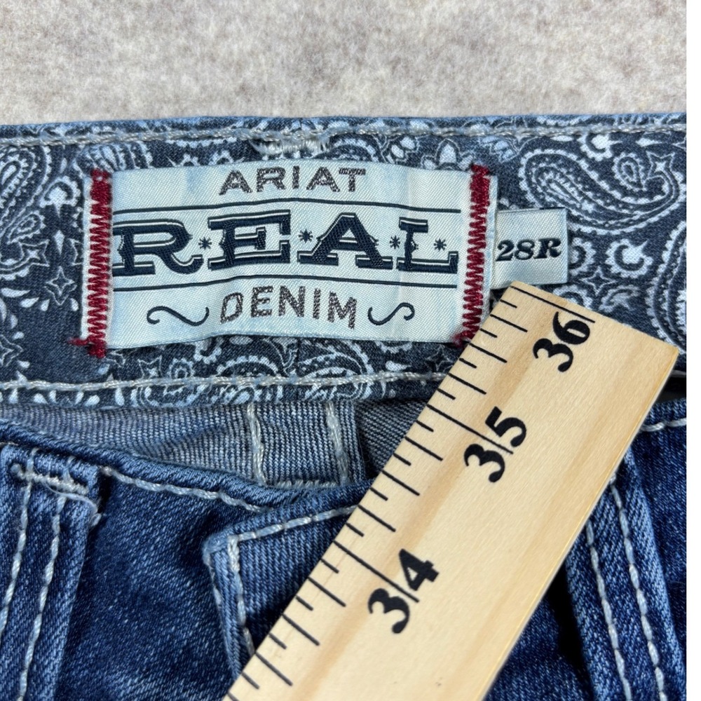 Ariat REAL Denim Womens 28R Mid Rise Bootcut Jeans Medium Wash Western Paisley - Picture 6 of 9